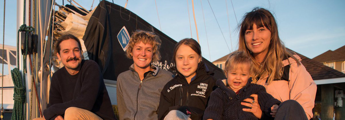 Sailing La Vagabonde Riley and Elayna with Greta Thunberg
