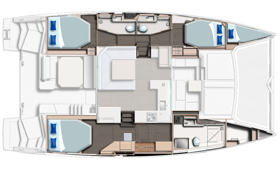 floor plan of a catamaran