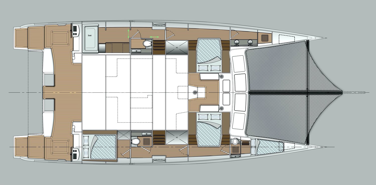 Kinetic KC62 Catamaran standard owners cabin layout