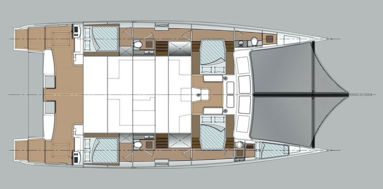 Kinetic KC62 Catamaran 5 cabin layout
