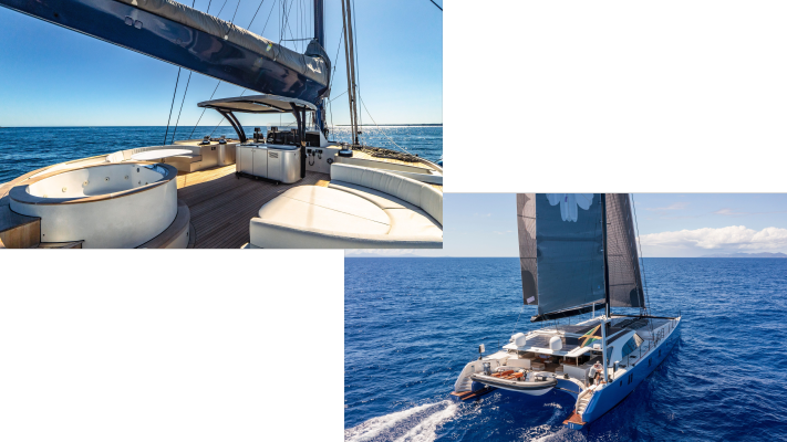 100-foot custom Magic Yachts Lyfe At Sea (2015) and Gunboat 90 Tiger Lily Too (2010)