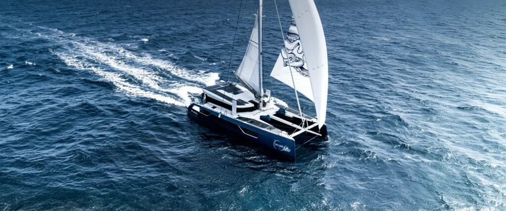 Aerial view of the Windelo 54 sailing